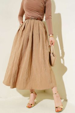 Elastic Waist Pleated Skirt en gros skirt - Hicabistan usine Turquie