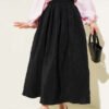 Elastic Waist Pleated Skirt Black en gros skirt - Hicabistan usine Turquie