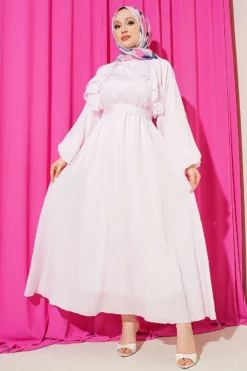 Belted Ruffled Dress Pink
