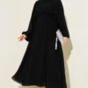 Belted Ruffled Dress Black