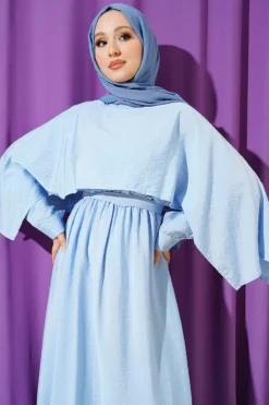 Alternative view of Belted Shoulder Cape Dress Blue
