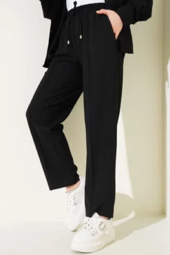Alternative view of Belted Tapered Pants Black