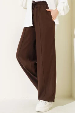 Alternative view of Elastic Waist Wide Leg Pants Brown