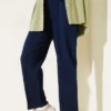 High Waist Denim Pants Navy Blue wholesale pants view 2 - Hicabistan Turkey factory