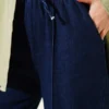 High Waist Denim Pants Navy Blue wholesale pants view 4 - Hicabistan Turkey factory