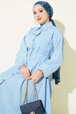 Alternative view of Belted Metal Button Dress Blue