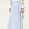 Elastic Waist Muslin Skirt Baby Blue