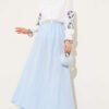 Elastic Waist Muslin Skirt Baby Blue wholesale skirt view 2 - Hicabistan Turkey factory