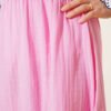 Elastic Waist Muslin Skirt Pink en gros skirt view 4 - Hicabistan usine Turquie