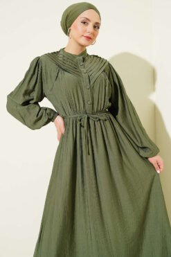Alternatieve weergave van Belted Ribbed Dress Khaki