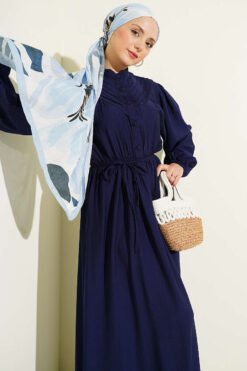 Alternatieve weergave van Belted Ribbed Dress Navy Blue