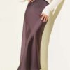 Elastic Waist Satin Skirt Brown wholesale skirt view 6 - Hicabistan Turkey factory