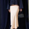 Elastic Waist Satin Skirt Powder Pink Großhandel skirt - Hicabistan Türkei Fabrik