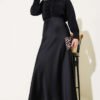 Elastic Waist Satin Flared Skirt Black wholesale skirt view 2 - Hicabistan Turkey factory