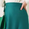 Elastic Waist Scuba Skirt Emerald all'ingrosso skirt view 4 - Hicabistan fabbrica Turchia