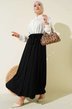 Vue alternative de Belted Lace Trim Skirt Black