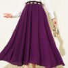 Elastic Waist Chiffon Skirt Purple