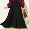 Elastic Waist Chiffon Skirt Black