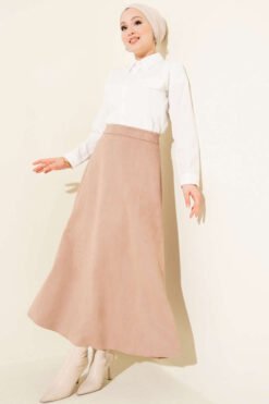 Belted Suede Skirt en gros skirt view 2 - Hicabistan usine Turquie