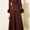 Belted Suede Flared Skirt Brown wholesale skirt view 3 - Hicabistan Turkey factory