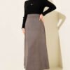 Belted Suede Flared Skirt all'ingrosso skirt view 2 - Hicabistan fabbrica Turchia