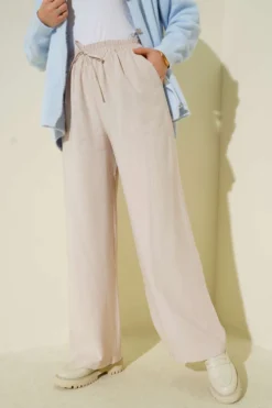 Belted Tencel Pants Beige