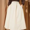 Elastic Waist Terikoton Skirt Cream