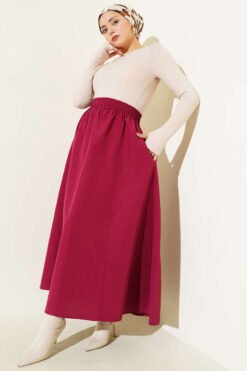 Elastic Waist Terikoton Skirt en gros skirt view 2 - Hicabistan usine Turquie