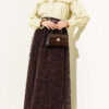 Elastic Waist Tulle Floral Skirt Brown wholesale skirt view 2 - Hicabistan Turkey factory