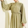 Waist Elastic Half Brit Button Dress بالجملة dress view 2 - Hicabistan مصنع تركيا