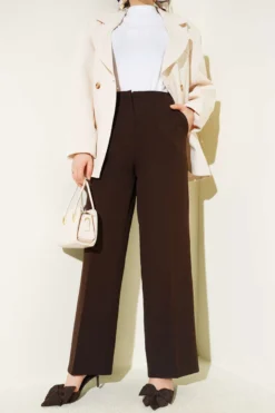 High-Waisted Wide Leg Trousers Brown