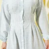 Button-Up Striped Dress with Belt Baby Blue all'ingrosso dress view 4 - Hicabistan fabbrica Turchia