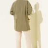 Belted Modal Shirt Khaki Großhandel shirt view 3 - Hicabistan Türkei Fabrik