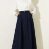 Pleated Pocket Denim Skirt Navy Blue Großhandel skirt view 2 - Hicabistan Türkei Fabrik