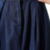 Pleated Pocket Denim Skirt Navy Blue Großhandel skirt view 4 - Hicabistan Türkei Fabrik