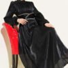Belted Embellished Gathered Evening Dress Black