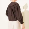 Belted Gathered Short Shirt Brown Großhandel shirt view 3 - Hicabistan Türkei Fabrik