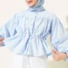 Belted Gathered Short Shirt all'ingrosso shirt view 2 - Hicabistan fabbrica Turchia