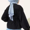 Belted Gathered Short Shirt Black groothandel shirt view 3 - Hicabistan Turkije fabriek
