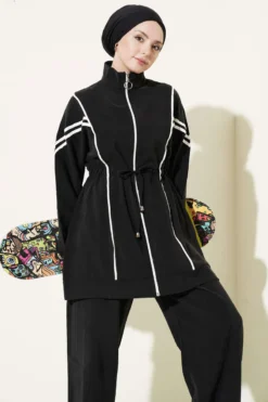 Alternative view of Belted Modal Two-Piece Set Black