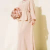 Belted Tunic with Skirt Two-Piece Set Beige