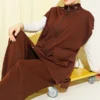 Belted Zippered Vest Set Brown Großhandel clothing set - Hicabistan Türkei Fabrik