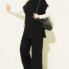 Belted Zippered Vest Set Black groothandel clothing set - Hicabistan Turkije fabriek