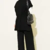 Belted Zippered Vest Set Black all'ingrosso clothing set view 3 - Hicabistan fabbrica Turchia