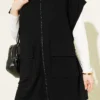Belted Zippered Vest Set Black all'ingrosso clothing set view 4 - Hicabistan fabbrica Turchia