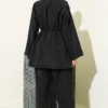 Belted Tulle Elastic Snap Modal Two-Piece Set Black wholesale clothing set view 3 - Hicabistan Turkey factory