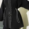 Belted Tulle Elastic Snap Modal Two-Piece Set Black wholesale clothing set view 4 - Hicabistan Turkey factory