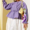 Belted Pleated Short Shirt Lilac