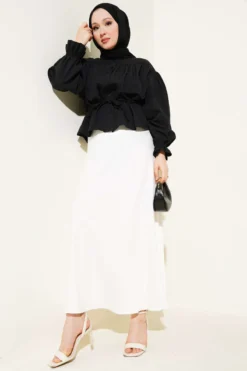 Alternative view of Belted Pleated Short Shirt Black