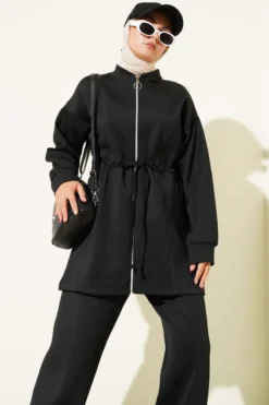 Alternative view of Belted Tunic Scuba Set Black